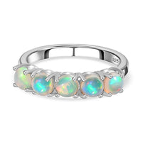 Ethiopian Welo Opal 0.83 ctw Ring in Platinum Over Sterling Silver (Size 11.5)