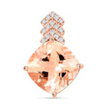 Luxoro 10K Rose Gold AAA Marropino Morganite and G-H I2 Diamond Pendant without Chain 3.70 ctw - Sticky add to cart bar
