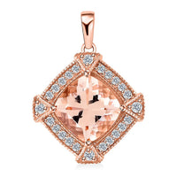 Ankur Treasure Chest Certified & Appraised Luxoro 10K Rose Gold AAA Marropino Morganite and G-H I2 Diamond Pendant without Chain 2.95 ctw