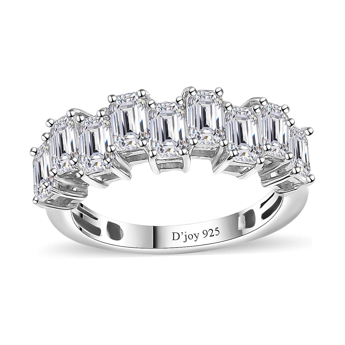 Moissanite (Oct 5x3mm) Ring in Platinum Over Sterling Silver (Size 10.0) 2.65 ctw