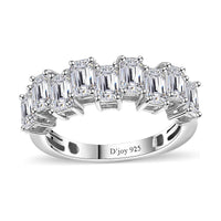 Moissanite (Oct 5x3mm) Ring in Platinum Over Sterling Silver (Size 10.0) 2.65 ctw
