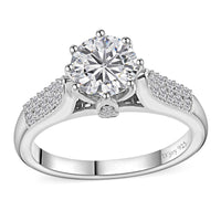 Moissanite (Rnd 7mm) Ring in Platinum Over Sterling Silver (Size 10.0) 1.50 ctw
