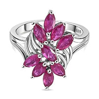 African Ruby Ring in Rhodium Over Sterling Silver (Size 10.0) 1.40 ctw