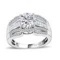 Moissanite (Rnd 8mm) Ring in Platinum Over Sterling Silver (Size 10.0) 2.80 ctw - Sticky add to cart bar