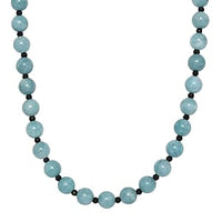 Aquamarine and Thai Black Spinel 190.00 ctw Beaded Necklace in Rhodium Over Sterling Silver 20 Inches