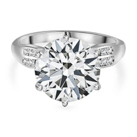 Moissanite 5.94 ctw Ring in Rhodium Over Sterling Silver (Size 6.5)