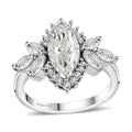 Moissanite (Mrq 12x6mm) Ring in Platinum Over Sterling Silver (Size 10.0) 2.65 ctw - Sticky add to cart bar