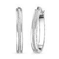 Rhodium Over Sterling Silver Glitter Hoop Earrings (2.50 g) - Sticky add to cart bar