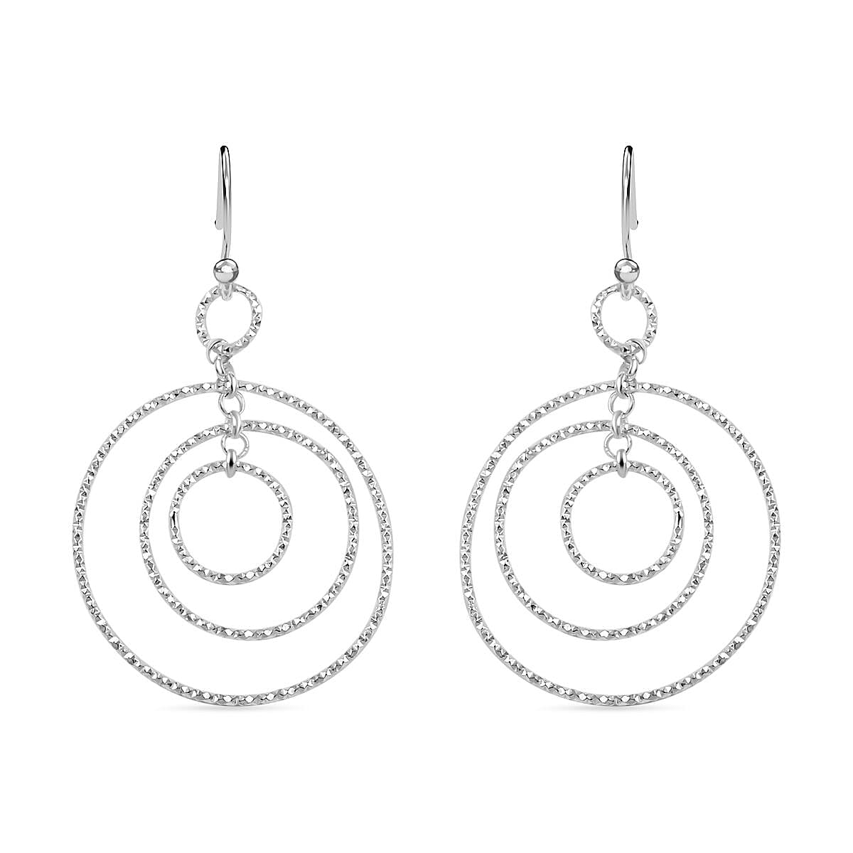 Sterling Silver Concentric Circle Hoop Earrings (2.90 g)