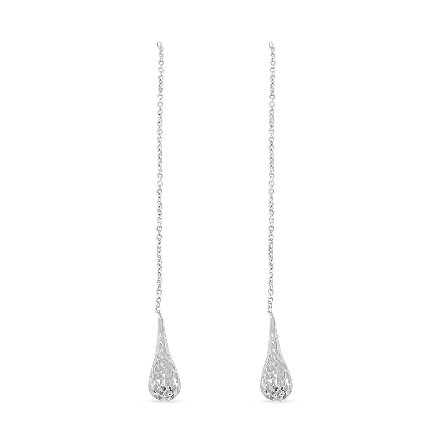 Sterling Silver Long Dangle Drop Chain Earrings (2.10 g)