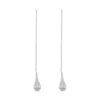 Sterling Silver Long Dangle Drop Chain Earrings (2.10 g)