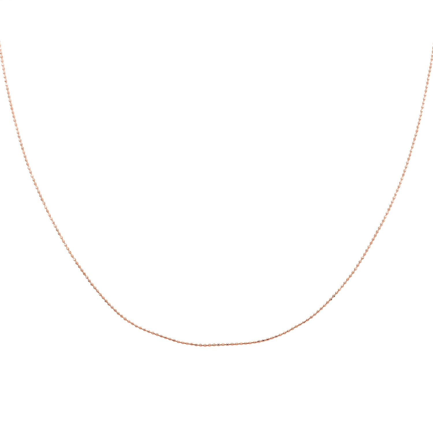 14K Rose Gold Over Sterling Silver Beaded Adjustable Chain Necklace 24 Inches 3.10 Grams