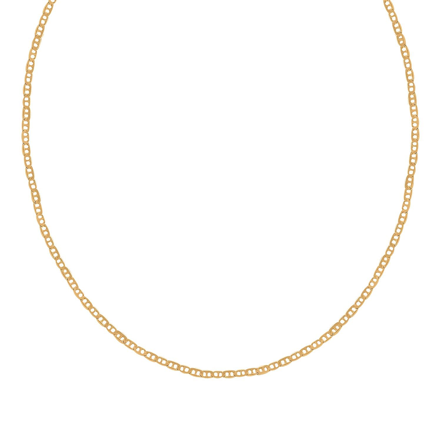 14K Yellow Gold Over Sterling Silver Round Mariner Chain Necklace 24 Inches 2.70 Grams