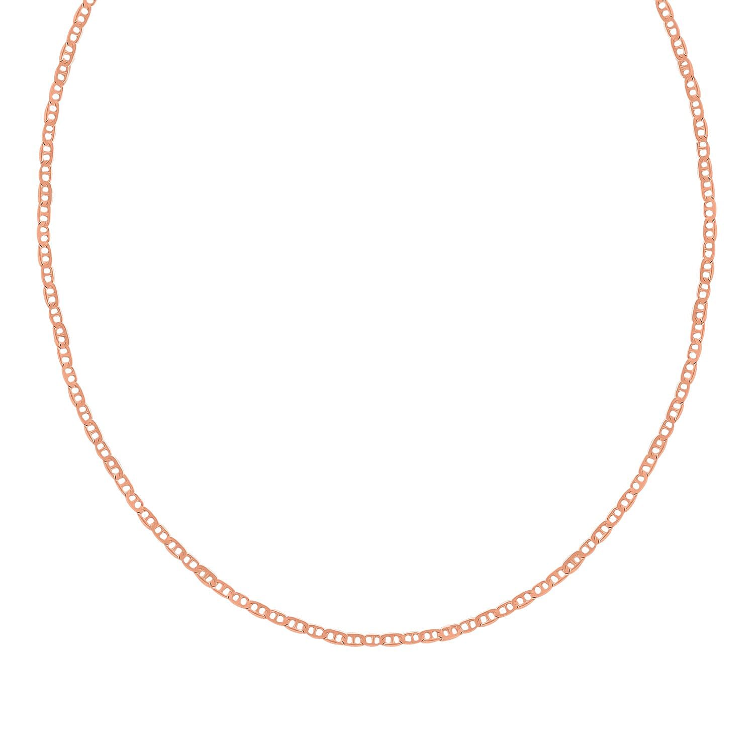 14K Rose Gold Over Sterling Silver Round Mariner Chain Necklace 24 Inches 2.70 Grams