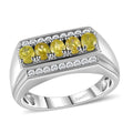 Premium Sava Sphene, Moissanite Men's Ring in Rhodium Over Sterling Silver (Size 10.0) 1.35 ctw - Sticky add to cart bar