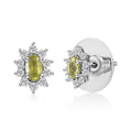 Premium Sphene and White Zircon Sunburst Earrings in Rhodium Over Sterling Silver 0.90 ctw - Sticky add to cart bar