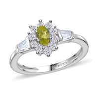 Premium Sava Sphene, White Zircon Ring in Rhodium Over Sterling Silver (Size 9.0) 1.00 ctw