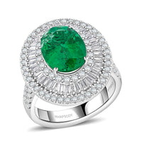 Chairman Vault Collection Certified & Appraised Rhapsody 950 Platinum AAAA Kagem Zambian Emerald, Diamond (E-F, VS) (1.75 cts) Ring (Size 7.0) (14.40 g) 5.40 ctw