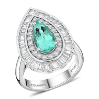 Chairman Vault Collection Certified & Appraised Rhapsody 950 Platinum AAAA Paraiba Tourmaline, Diamond (E-F, VS) (1.42 cts) Ring (Size 7.0) (13.21 g) 3.20 ctw