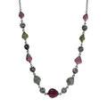 Indian Artistry Multi-Tourmaline Carved 23.15 ctw Leaf and Floral Necklace in Sterling Silver 18-20 Inches - Sticky add to cart bar