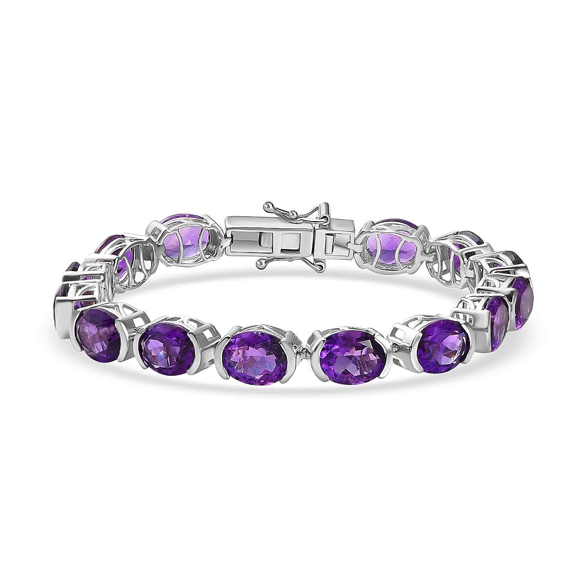 Premium African Amethyst Tennis Bracelet in Platinum Over Sterling Silver (6.50 In) 24.00 ctw