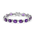 Premium African Amethyst Tennis Bracelet in Platinum Over Sterling Silver (6.50 In) 24.00 ctw - Sticky add to cart bar