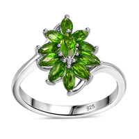 Chrome Diopside 0.90 ctw Ring in Rhodium Over Sterling Silver (Size 10.0)