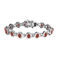 Mediterranean Coral, White Zircon Bracelet in Platinum Over Sterling Silver (6.50 In) 9.60 ctw - Sticky add to cart bar