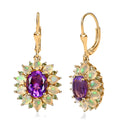 AAA Moroccan Amethyst and Multi Gemstone Floral Lever Back Earrings in 18K Vermeil Yellow Gold Over Sterling Silver 6.00 ctw - Sticky add to cart bar