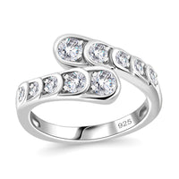 Moissanite Ring in Rhodium Over Sterling Silver (Size 8.0) 0.80 ctw