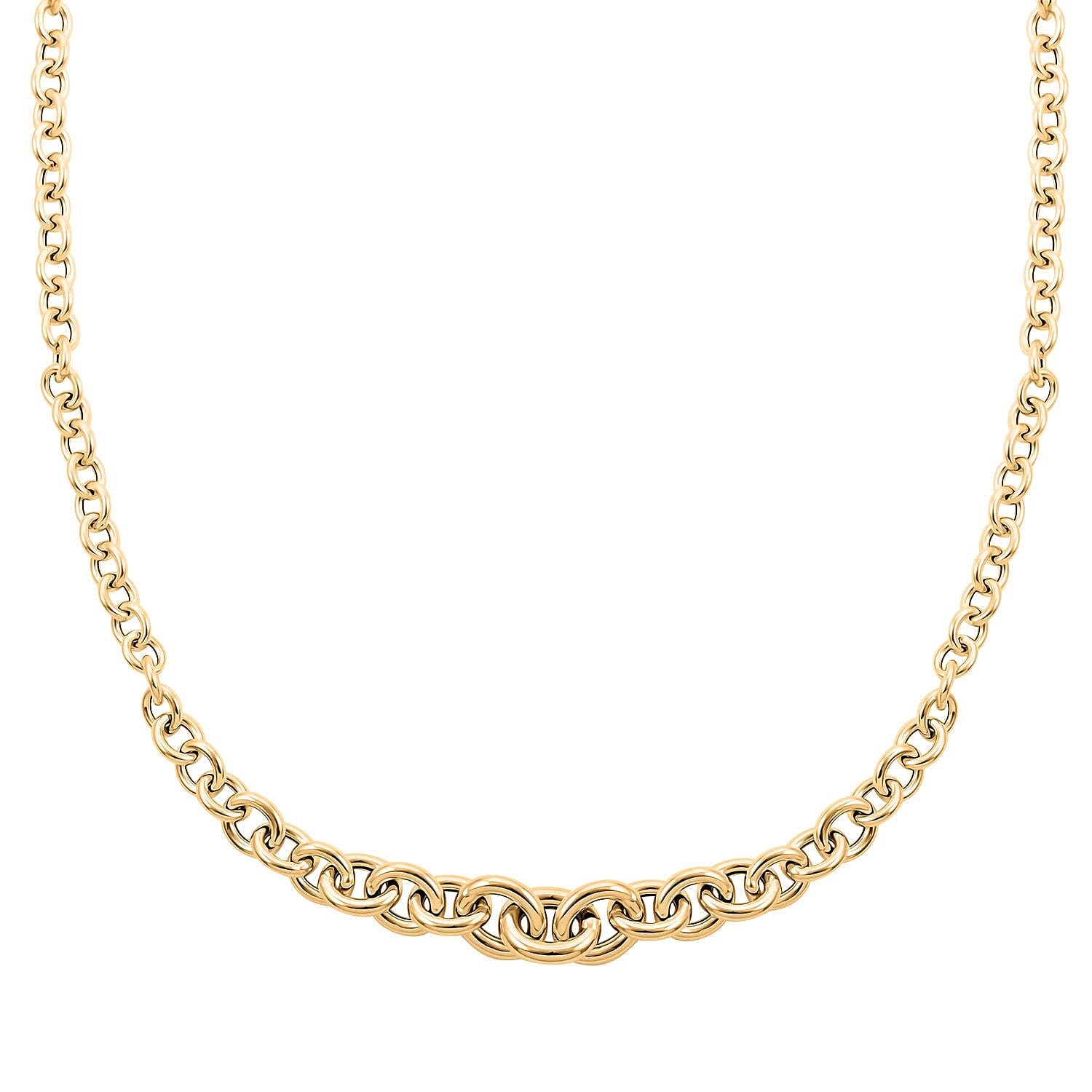 Italian Graduated Oval Rolo Necklace in 10K Yellow Gold 6.95 Grams 18-20 Inches