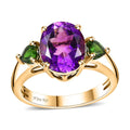 Premium Moroccan Amethyst and Chrome Diopside Ring in Vermeil Yellow Gold Over Sterling Silver 3.85 ctw - Sticky add to cart bar