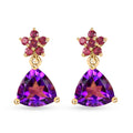 Premium Moroccan Amethyst and Orissa Rhodolite Garnet Earrings in 18K Vermeil Yellow Gold Over Sterling Silver 3.80 ctw - Sticky add to cart bar
