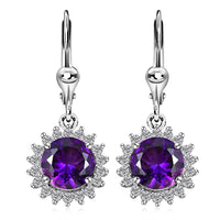 Premium Moroccan Amethyst, White Zircon Lever Back Earrings in Rhodium Over Sterling Silver 4.35 ctw