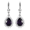 Premium Moroccan Amethyst, White Zircon Lever Back Earrings in Rhodium Over Sterling Silver 4.35 ctw - Sticky add to cart bar