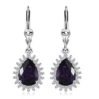 Premium Moroccan Amethyst, White Zircon Lever Back Earrings in Rhodium Over Sterling Silver 4.35 ctw