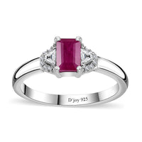 Premium Taveta Ruby, White Zircon Ring in Platinum Over Sterling Silver (Size 10.0) 1.00 ctw