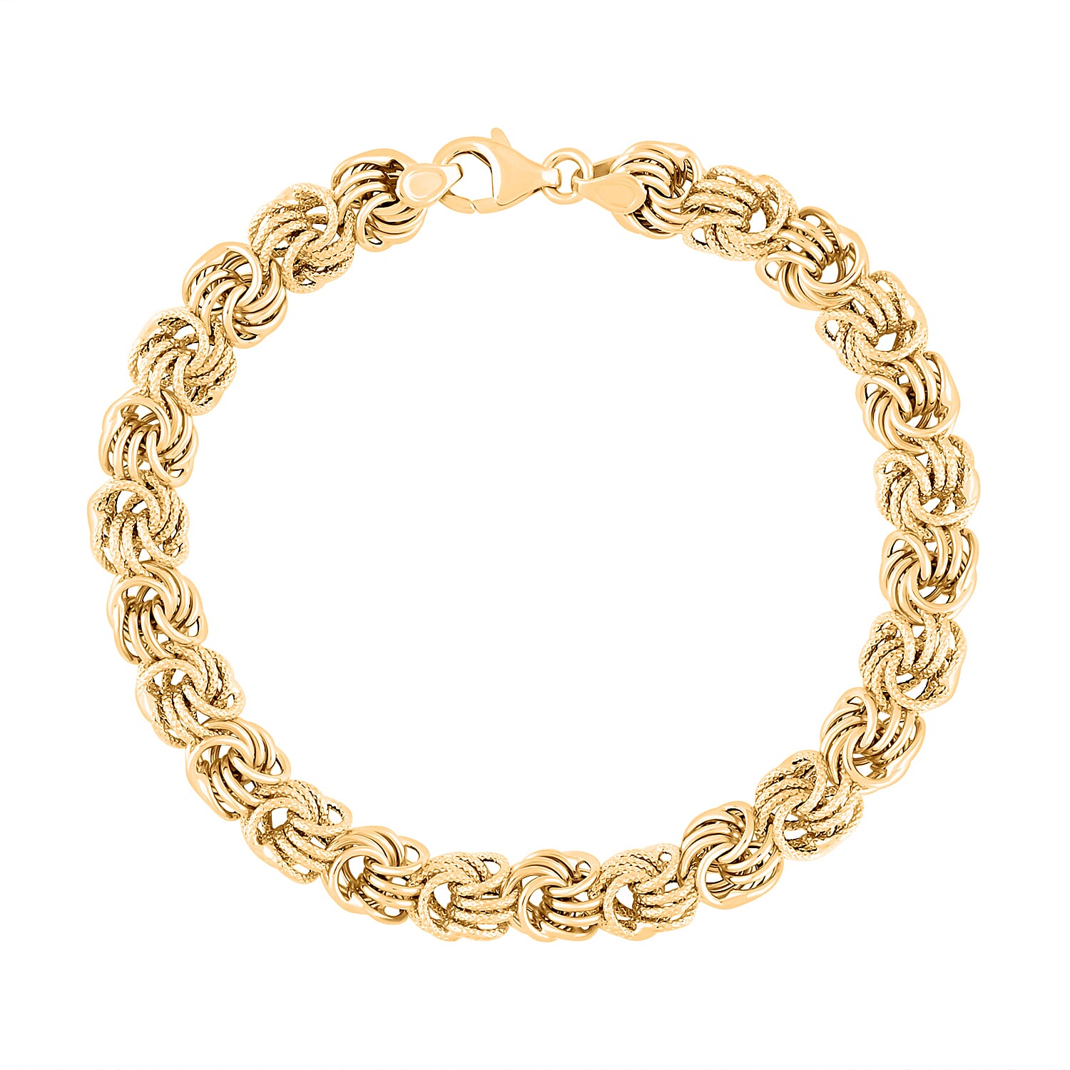 Italian 10K Yellow Gold Rosetta Link Bracelet (7.50 In) 4.44 Grams