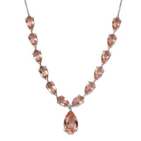 D'Joy Morganique Quartz (Triplet) Drop Necklace 18-20 Inches in Rhodium Over Sterling Silver 26.15 ctw