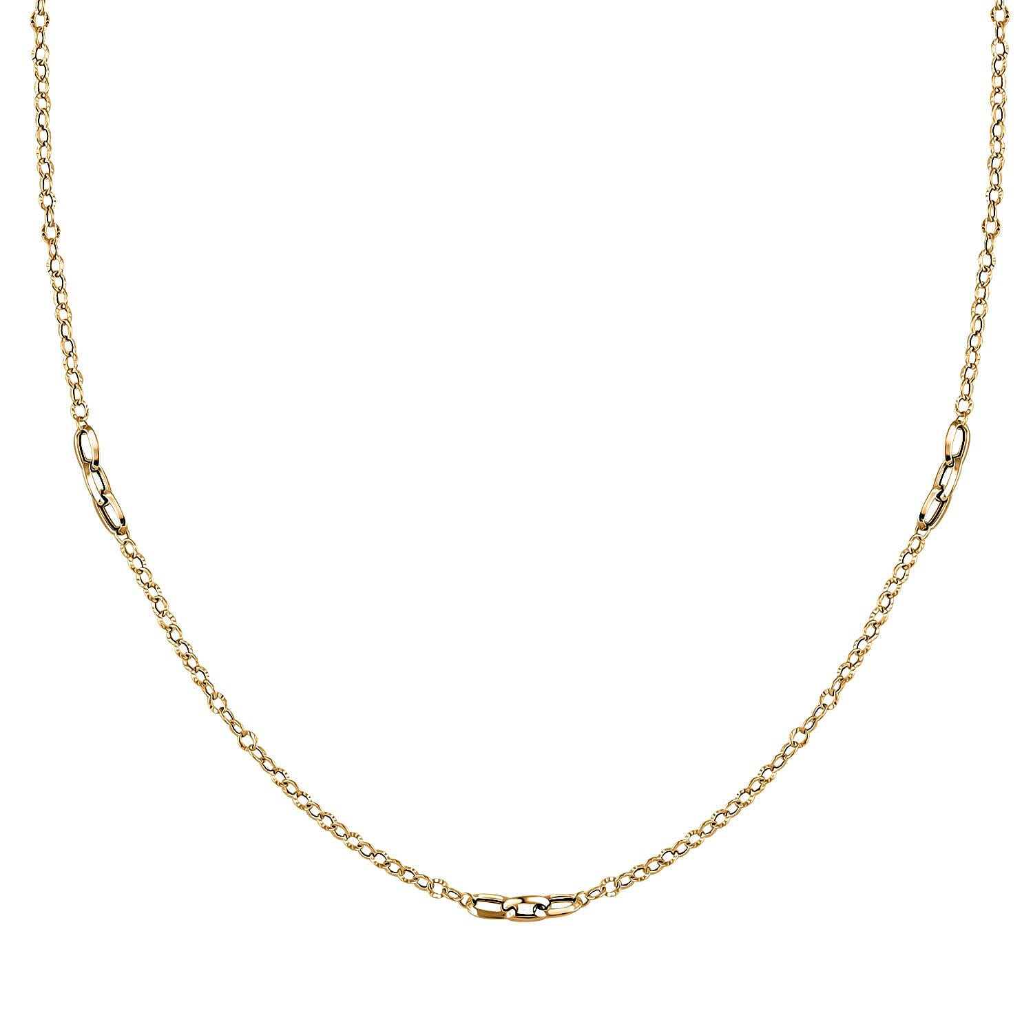 Italian Paperclip Station Necklace in 10K Yellow Gold 2.23 Grams 24 Inches
