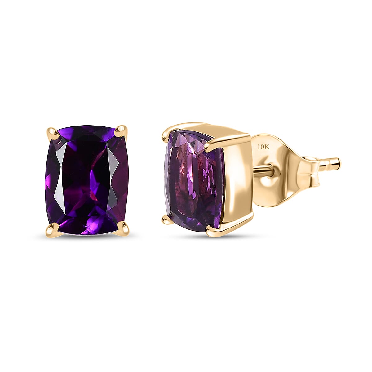 Luxoro 10K Yellow Gold AAA Moroccan Amethyst Solitaire Stud Earrings 2.80 ctw