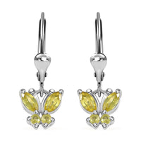 D'Joy Premium Sphene Butterfly Earrings in Rhodium Over Sterling Silver 0.85 ctw