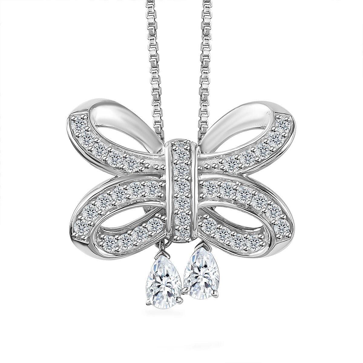 D'Joy Moissanite Necklace 18 Inches in Platinum Over Sterling Silver 1.85 ctw