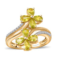Premium Sava Sphene, Moissanite Bypass Floral Ring in 18K Vermeil YG Over Sterling Silver (Size 10.0) 1.90 ctw - Sticky add to cart bar