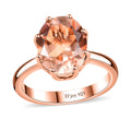 Morganique Quartz (Triplet) Solitaire Ring in 18K Vermeil Rose Gold Over Sterling Silver (Size 10.0) 5.10 ctw - Sticky add to cart bar