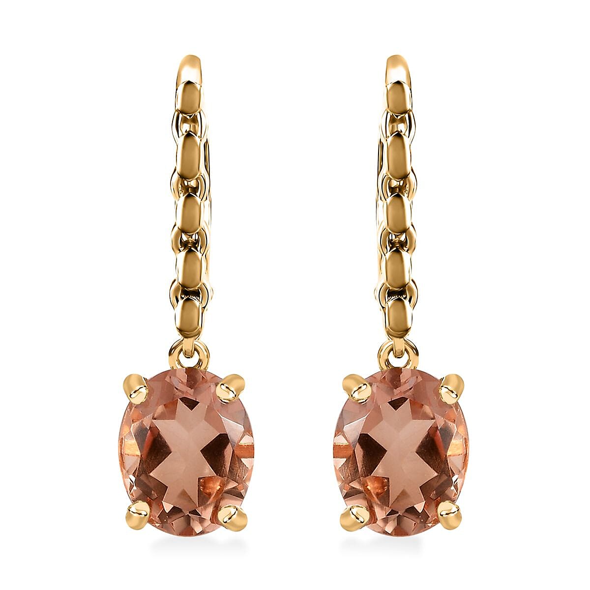 Morganique Quartz (Triplet) Lever Back Earrings in 18K Vermeil Yellow Gold Over Sterling Silver 5.40 ctw