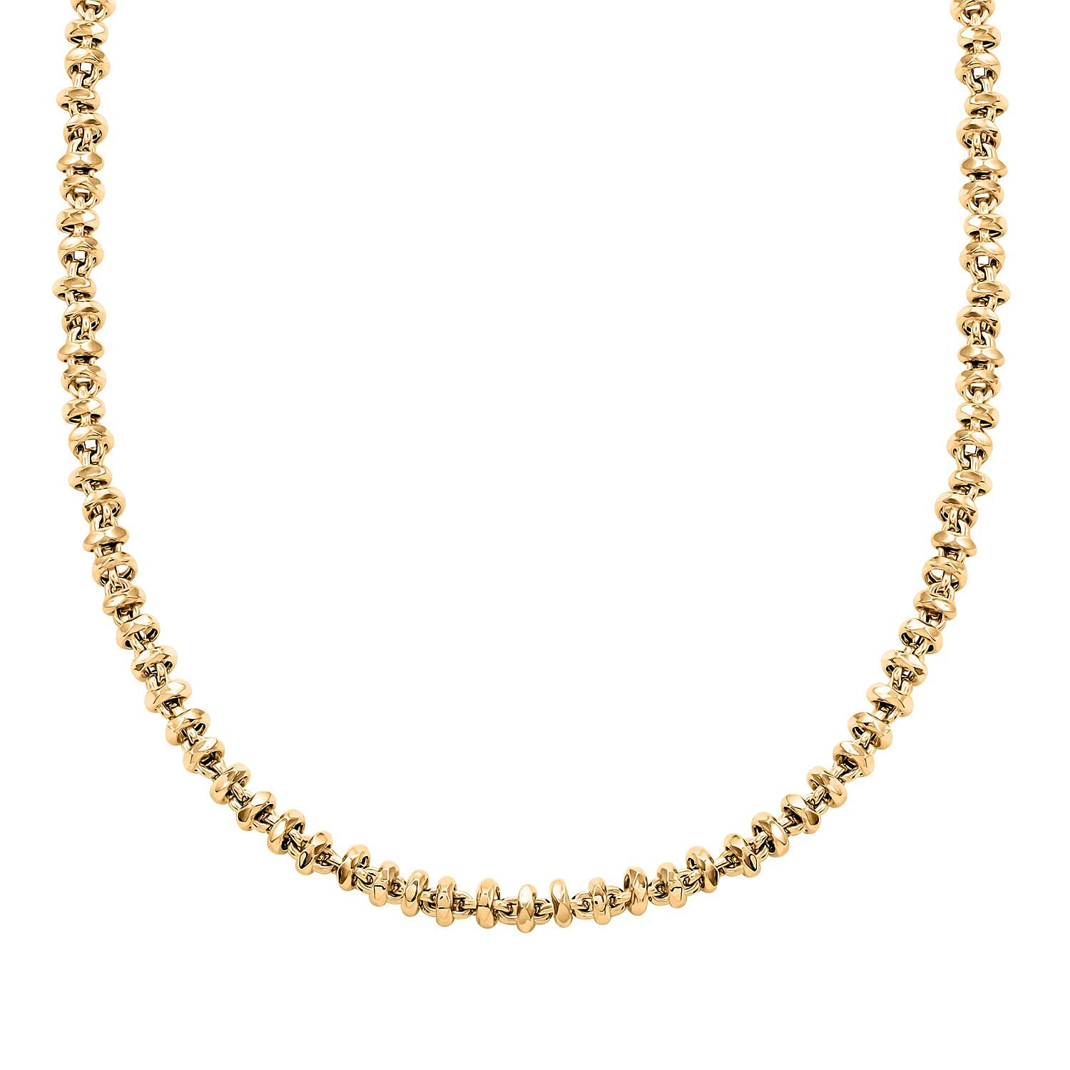 Italian Hammered Faceted Rolo Necklace in 10K Yellow Gold 15.13 Grams 18 Inches