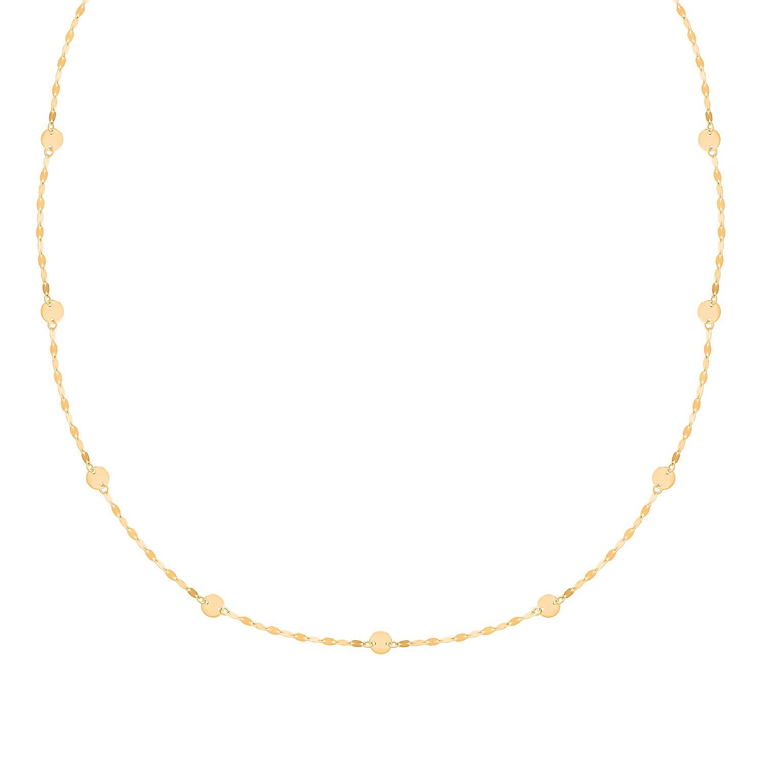 Italian Discs Stations Mirror Necklace in 10K Yellow Gold 1.10 Grams 20 Inches
