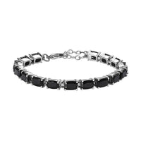 Thai Black Spinel Bracelet in Stainless Steel (6.50-8.0In) 20.65 ctw