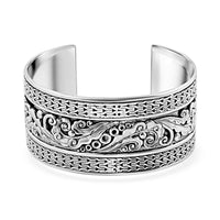 Bali Legacy Sterling Silver Floral Cuff Bracelet (7.25 In) 38.35 Grams